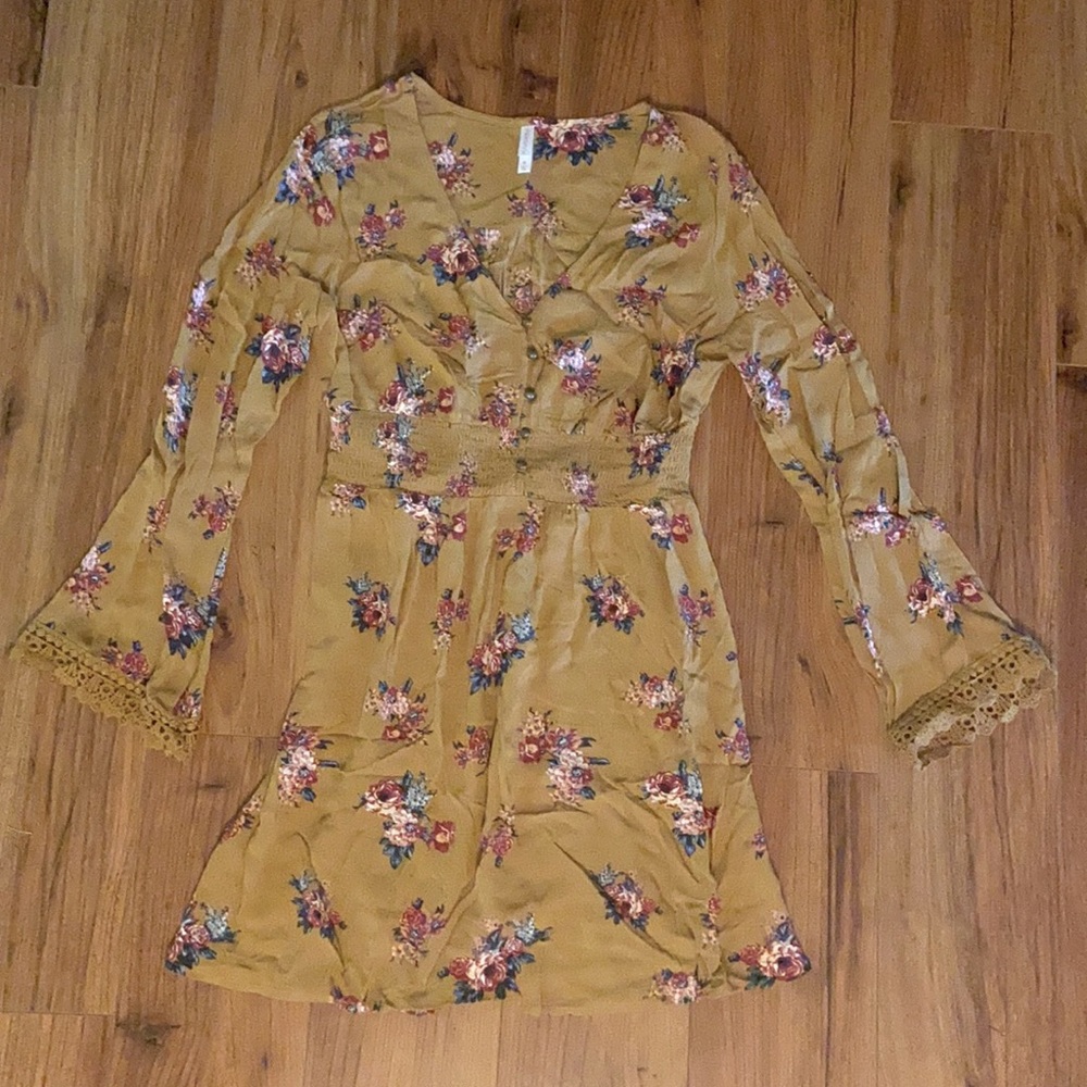 Long Bell Sleeve Floral Dress